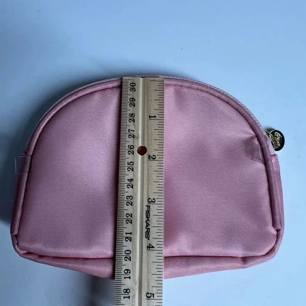Juicy Couture Cosmetic Make Up Bag Pink Gold Zip Spellout Logo Preowned
